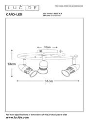 Lucide 'CARO' Non Dimmable Stylish Tiltable Indoor LED Ceiling Spotlight GU10 in Grey - thumbnail 4
