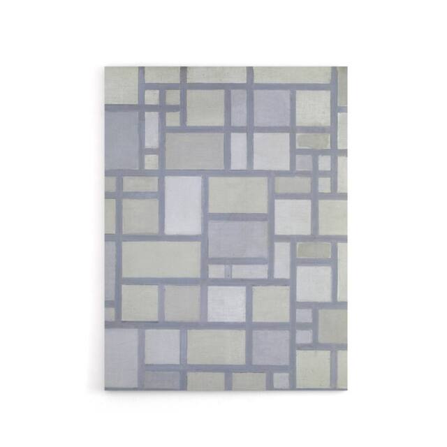 "Artery8 Abstract Composition with Gray lines Mondrian Canvas Wall Art in Grey - Size: W24"" x H32""" - image 1