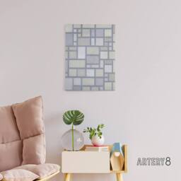 "Artery8 Abstract Composition with Gray lines Mondrian Canvas Wall Art in Grey - Size: W24"" x H32""" - thumbnail 3