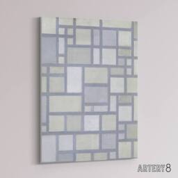 "Artery8 Abstract Composition with Gray lines Mondrian Canvas Wall Art in Grey - Size: W24"" x H32""" - thumbnail 2