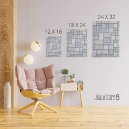 "Artery8 Abstract Composition with Gray lines Mondrian Canvas Wall Art in Grey - Size: W24"" x H32""" - thumbnail 4