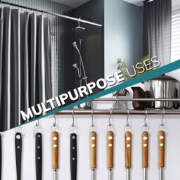 House of Home Extendable Wardrobe Pole 34-53CM Adjustable Rail Hanger Steel Heavy Duty Easy Assemble in Silver - thumbnail 6