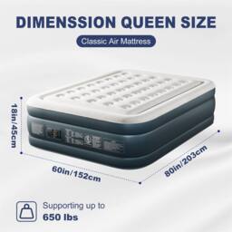 EONLION Grey 203*152*45cm Inflatable Air Bed Mattress - Size: Double - thumbnail 2