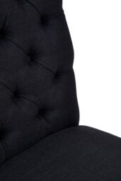 Orsina Black Linen Dining Chair With Wooden Legs, Metallic Silver Studded Dining Seat, Comfortable Chair, Accent Chair - thumbnail 6