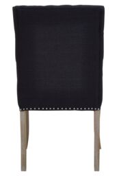 Orsina Black Linen Dining Chair With Wooden Legs, Metallic Silver Studded Dining Seat, Comfortable Chair, Accent Chair - thumbnail 2