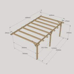 Rutland County Garden Furniture Ltd Wall Mounted Garden Pergola 3 Posts, Wood, L420 x W600 x H270cm, Green - thumbnail 4