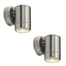 Loops 2 PACK Outdoor IP65 Wall Downlight - Dimmable 7W LED GU10 - Stainless Steel in Metallics