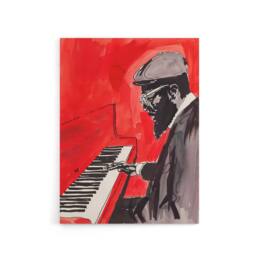 "Artery8 Thelonious Monk Jazz Piano Music Canvas Wall Art Print in Red - Size: W18"" x H24""" - thumbnail 1