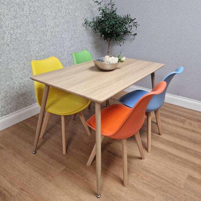 KOSY KOALA Table Set with 4 Mix color Dining Chairs Kitchen Dining Room Furniture in Beige - Size: 120 cm x 70 cm - image 1