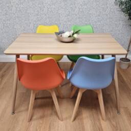 KOSY KOALA Table Set with 4 Mix color Dining Chairs Kitchen Dining Room Furniture in Beige - Size: 120 cm x 70 cm - thumbnail 3