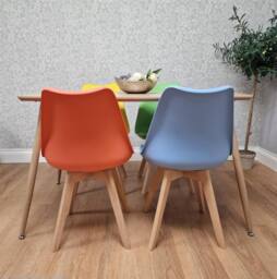 KOSY KOALA Table Set with 4 Mix color Dining Chairs Kitchen Dining Room Furniture in Beige - Size: 120 cm x 70 cm - thumbnail 4