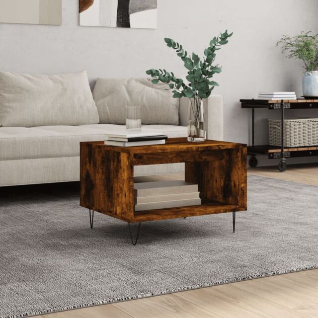 Berkfield Home Coffee Table Smoked Oak 60x50x40 cm Engineered Wood in Brown - Size: 60 x 50 x 40 cm - image 1