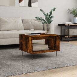 Berkfield Home Coffee Table Smoked Oak 60x50x40 cm Engineered Wood in Brown - Size: 60 x 50 x 40 cm - thumbnail 1