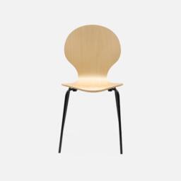 sweeek Set Of 4 Retro Wooden Stacking Chairs in Light Brown - thumbnail 6
