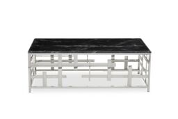 Orsina Geometric Style Black Marble Coffee Table, Spacious Rectangular Table, Versatile Decorative Table For Patio - thumbnail 6