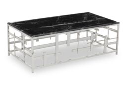 Orsina Geometric Style Black Marble Coffee Table, Spacious Rectangular Table, Versatile Decorative Table For Patio - thumbnail 3
