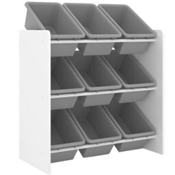 Xample Children's Toy Storage Unit with 9 Removable Plastic Bins Kids Shelves Organiser in Grey - thumbnail 2