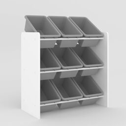 Xample Children's Toy Storage Unit with 9 Removable Plastic Bins Kids Shelves Organiser in Grey - thumbnail 3