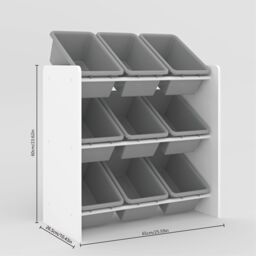 Xample Children's Toy Storage Unit with 9 Removable Plastic Bins Kids Shelves Organiser in Grey - thumbnail 4