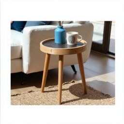 "Hartsmede Handmade Mango Wood Side Table Detachable 22"" Legs Intricate Metal Embossed in Bronze" - thumbnail 6