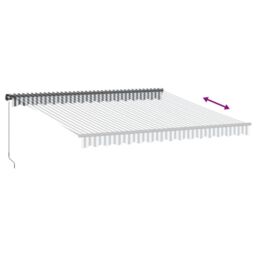 Berkfield Home Manual Retractable Awning with LEDs Anthracite&White 400x350 cm in Black - thumbnail 6