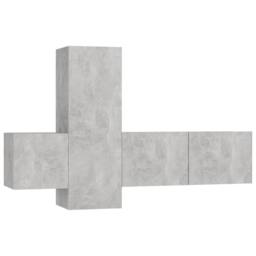 Berkfield Home 3 Piece TV Cabinet Set Concrete Grey Engineered Wood - thumbnail 1