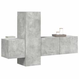 Berkfield Home 3 Piece TV Cabinet Set Concrete Grey Engineered Wood - thumbnail 3