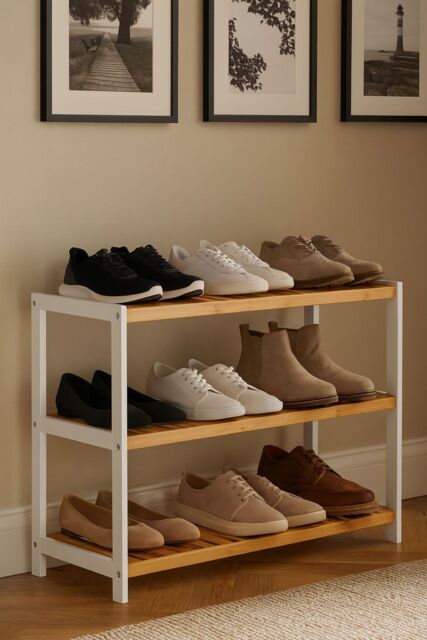 Neo 3 Tier Wooden Shoe Storage in Natural White - image 1