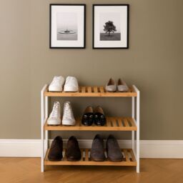 Neo 3 Tier Wooden Shoe Storage in Natural White - thumbnail 2
