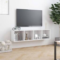 Berkfield Home Book Cabinet/TV Cabinet White 143x30x36 cm - Size: 143 x 30 x 36 cm - thumbnail 4