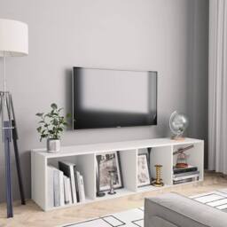 Berkfield Home Book Cabinet/TV Cabinet White 143x30x36 cm - Size: 143 x 30 x 36 cm - thumbnail 1