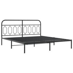 Berkfield Home Metal Bed Frame without Mattress with Footboard Black 193x203cm - Size: 193x203 cm - thumbnail 3