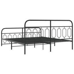Berkfield Home Metal Bed Frame without Mattress with Footboard Black 193x203cm - Size: 193x203 cm - thumbnail 6