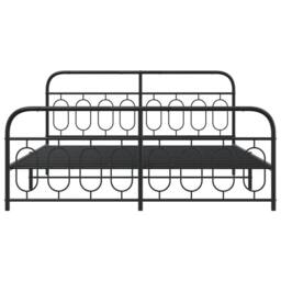 Berkfield Home Metal Bed Frame without Mattress with Footboard Black 193x203cm - Size: 193x203 cm - thumbnail 4