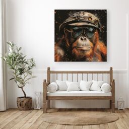 "Warren Reed - Designer Cool Orangutan Canvas in Brown - Size: W30"" x H30""" - thumbnail 1