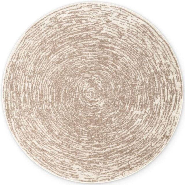 THE RUGS Gloria Round Rug - Cavallo Abstract Short Pile Polypropylene 9 mm in Beige - Size: 160 cm diameter - image 1