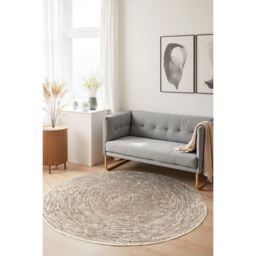 THE RUGS Gloria Round Rug - Cavallo Abstract Short Pile Polypropylene 9 mm in Beige - Size: 160 cm diameter - thumbnail 8