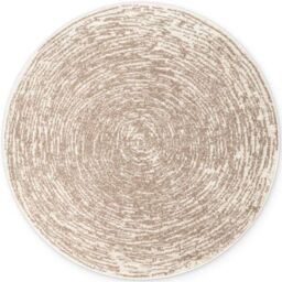 THE RUGS Gloria Round Rug - Cavallo Abstract Short Pile Polypropylene 9 mm in Beige - Size: 160 cm diameter