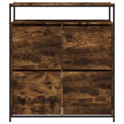 Berkfield Home Shoe Cabinet with 4 Flip-Drawers Smoked Oak 100x34x112 cm in Brown - Size: 100 x 34 x 112 cm - thumbnail 6