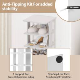 Costway 7-Tier Vertical Shoe Rack Shoe Storage Organizer Shoe Tower in Grey - thumbnail 4