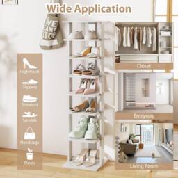 Costway 7-Tier Vertical Shoe Rack Shoe Storage Organizer Shoe Tower in Grey - thumbnail 5