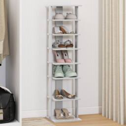 Costway 7-Tier Vertical Shoe Rack Shoe Storage Organizer Shoe Tower in Grey - thumbnail 1