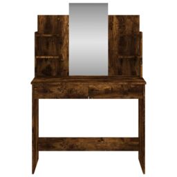 Berkfield Home Dressing Table with Mirror Smoked Oak 96x39x142 cm in Brown - Size: 96 x 39 x 142 cm - thumbnail 4