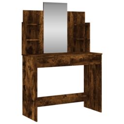 Berkfield Home Dressing Table with Mirror Smoked Oak 96x39x142 cm in Brown - Size: 96 x 39 x 142 cm - thumbnail 2