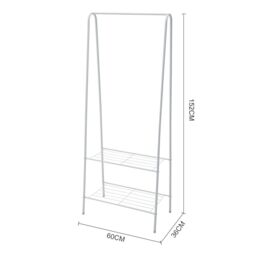 Living and Home Freestanding Metal Clothing Rack Garment Holder with 2-Tier Wire Shelf in White - thumbnail 6