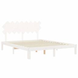 Berkfield Home Bed Frame with Headboard White 160x200 cm Solid Wood - thumbnail 5