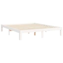 Berkfield Home Bed Frame with Headboard White 160x200 cm Solid Wood - thumbnail 9