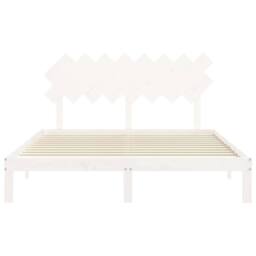 Berkfield Home Bed Frame with Headboard White 160x200 cm Solid Wood - thumbnail 6