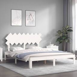 Berkfield Home Bed Frame with Headboard White 160x200 cm Solid Wood - thumbnail 3
