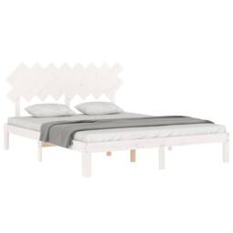 Berkfield Home Bed Frame with Headboard White 160x200 cm Solid Wood - thumbnail 4